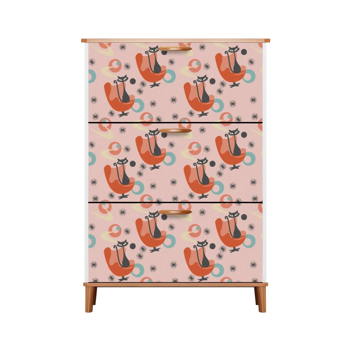 Kate McEnroe New York Atomic Cat Mid Century Egg Chair Shoe Cabinet, 50s Kitsch Starburst Furniture, Retro Entryway StorageShoe StorageFxLWDUeSlu