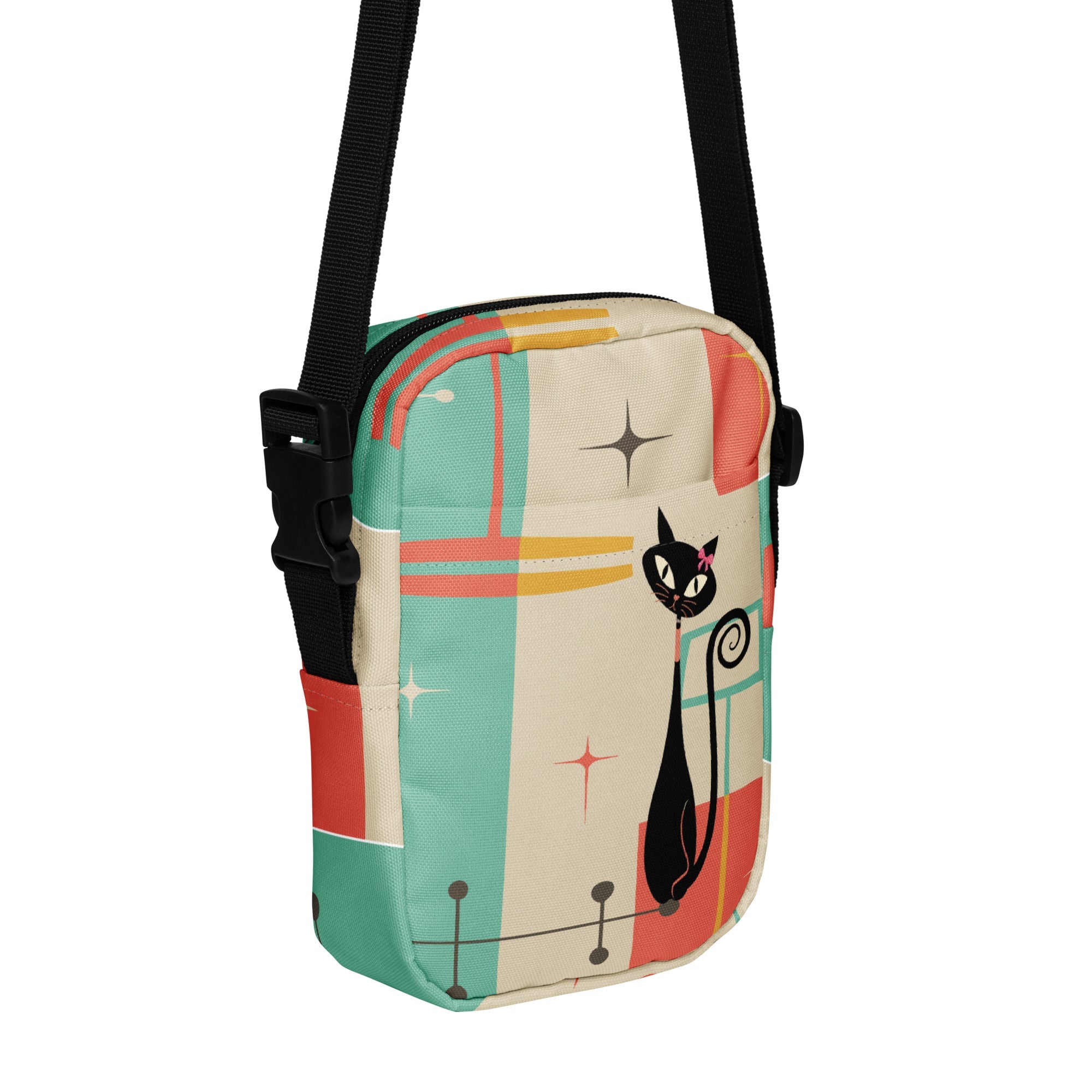 Kate McEnroe New York Atomic Cat Mid Century Everyday Purse, Retro 50s MCM Crossbody Sling Bag, Funky Vintage Shoulder BagHandbags5088494_19256