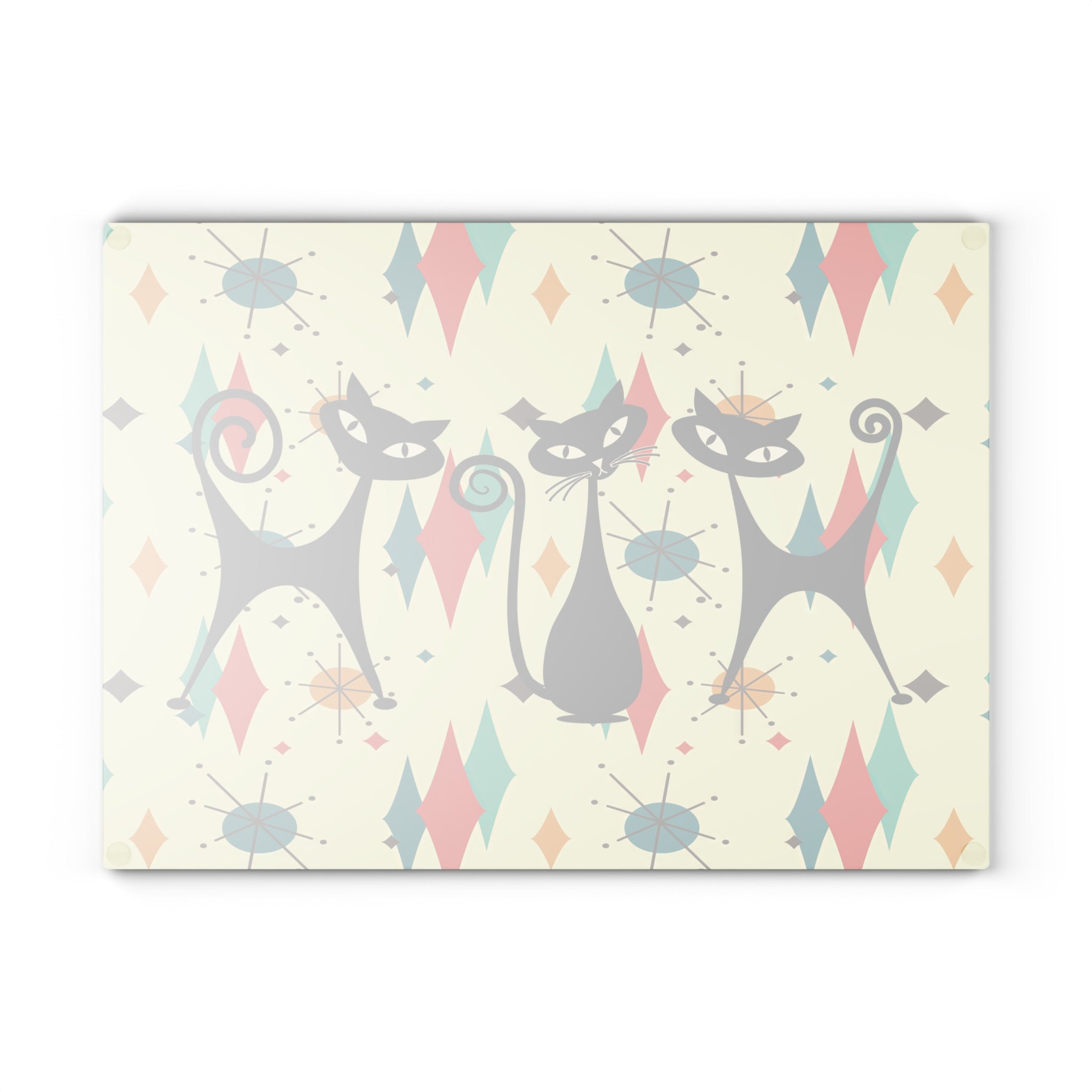 Kate McEnroe New York Atomic Cat Mid Century Glass Cutting Board, Retro Franciscan Starburst MCM Kitchen DecorCutting Boards32165804147902523701