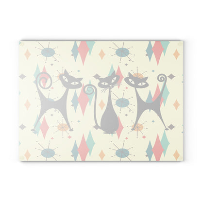 Kate McEnroe New York Atomic Cat Mid Century Glass Cutting Board, Retro Franciscan Starburst MCM Kitchen DecorCutting Boards32165804147902523701
