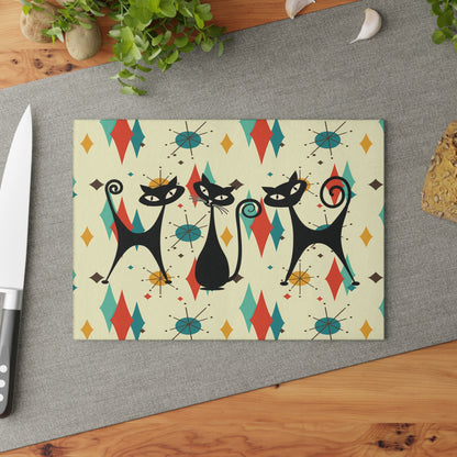 Kate McEnroe New York Atomic Cat Mid Century Glass Cutting Board, Retro Franciscan Starburst MCM Kitchen DecorCutting Boards32165804147902523701