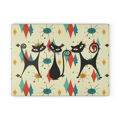 Kate McEnroe New York Atomic Cat Mid Century Glass Cutting Board, Retro Franciscan Starburst MCM Kitchen DecorCutting Boards32165804147902523701