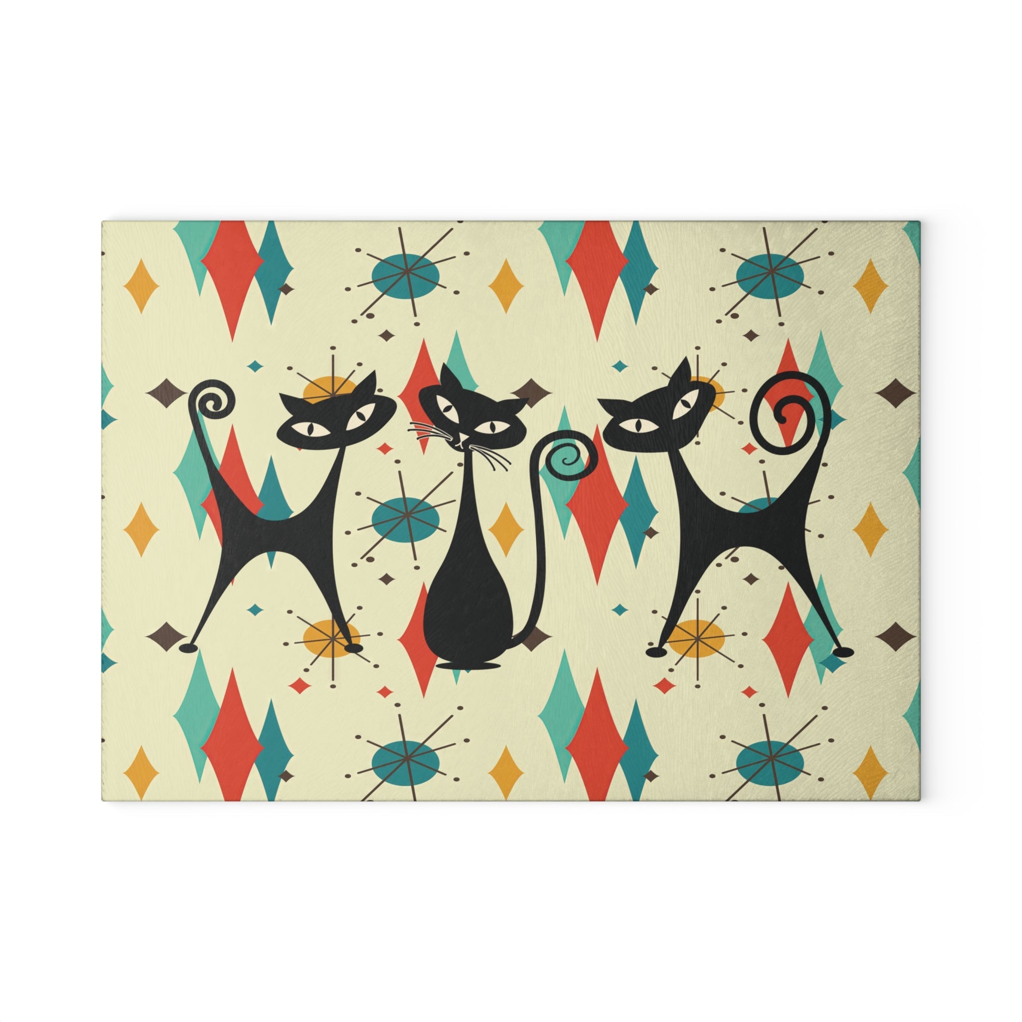 Kate McEnroe New York Atomic Cat Mid Century Glass Cutting Board, Retro Franciscan Starburst MCM Kitchen DecorCutting Boards32165804147902523701