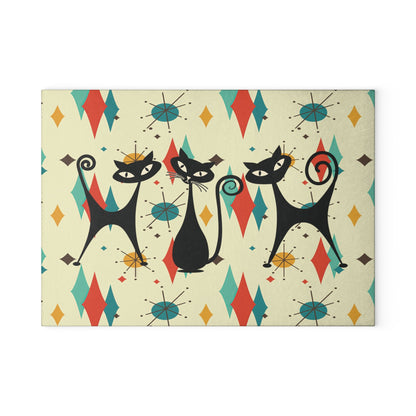 Kate McEnroe New York Atomic Cat Mid Century Glass Cutting Board, Retro Franciscan Starburst MCM Kitchen DecorCutting Boards32165804147902523701