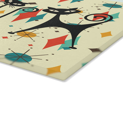 Kate McEnroe New York Atomic Cat Mid Century Glass Cutting Board, Retro Franciscan Starburst MCM Kitchen DecorCutting Boards32165804147902523701
