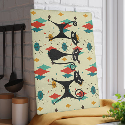 Kate McEnroe New York Atomic Cat Mid Century Glass Cutting Board, Retro Franciscan Starburst MCM Kitchen DecorCutting Boards32165804147902523701