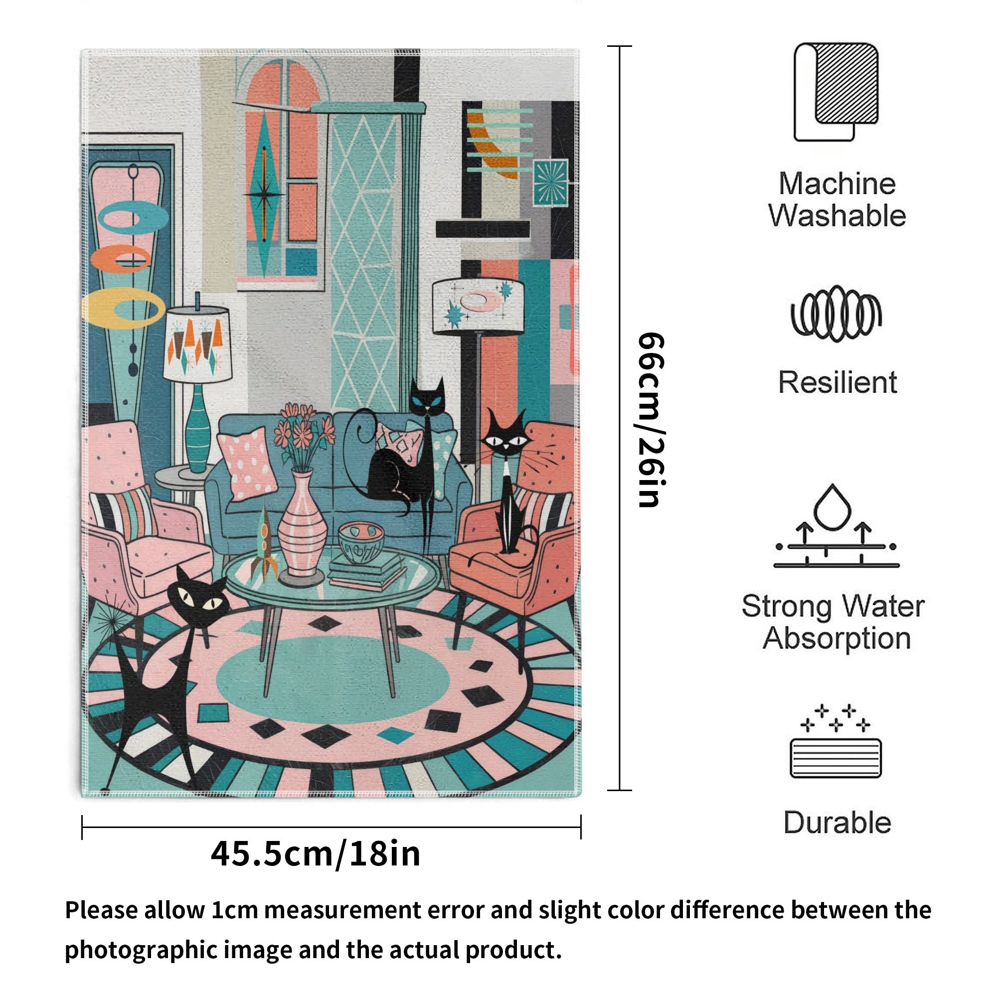 Kate McEnroe New York Atomic Cat Mid Century Hand Towel Set, Retro 50s MCM Starburst Bath Towels, Colorful Mod Bathroom Decor 6 PackHand TowelsWX138P6W - 1