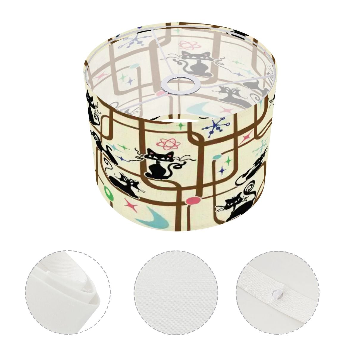 Kate McEnroe New York Atomic Cat Mid Century Modern 1950s Kitsch Retro Drum Lamp ShadeLamp Shades6l0hjr0FIw