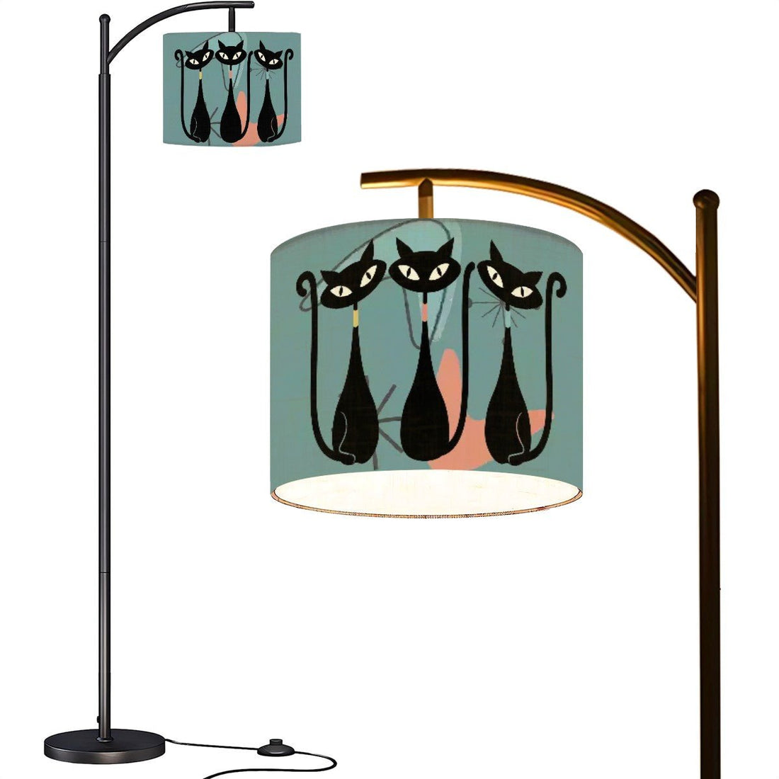 Kate McEnroe New York Atomic Cat Mid Century Modern Arc Floor Lamp, Retro 50s MCM Kitsch Sexton Cats Accent LightFloor LampsJBojqTS34b