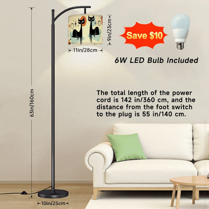 Kate McEnroe New York Atomic Cat Mid Century Modern Arc Floor Lamp, Retro Geometric Starburst Accent LightingArc Floor LampsufkqVkXBqo