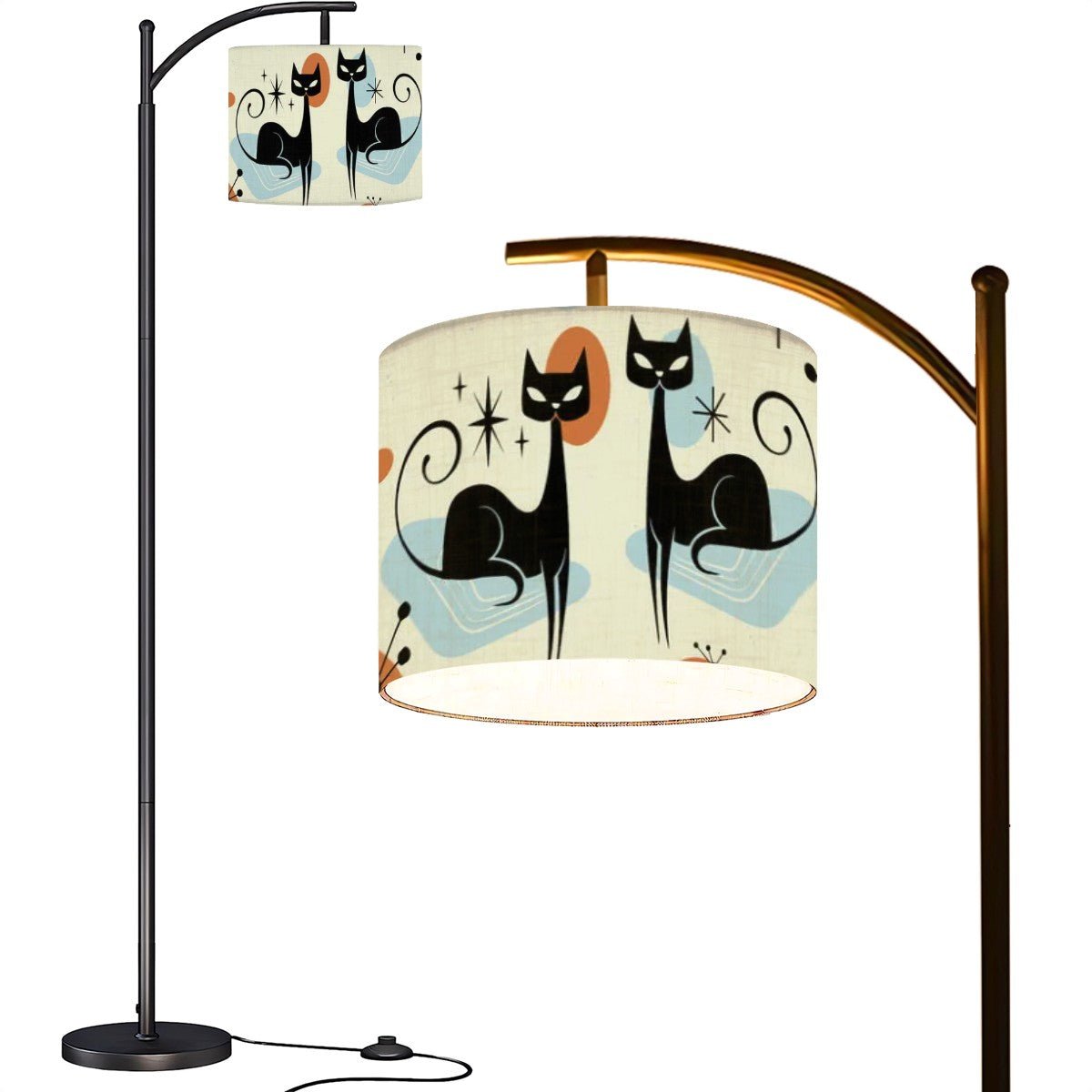 Kate McEnroe New York Atomic Cat Mid Century Modern Arc Floor Lamp, Retro Geometric Starburst Accent LightingFloor LampsufkqVkXBqo