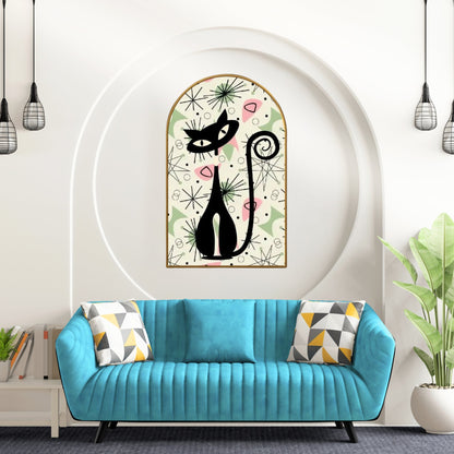 Kate McEnroe New York Atomic Cat Mid Century Modern Arched Canvas Wall Art, Retro Starburst Home Decor, MCM Cool Cat Accent ArtCanvas Wall Art57ZvR3FNkR