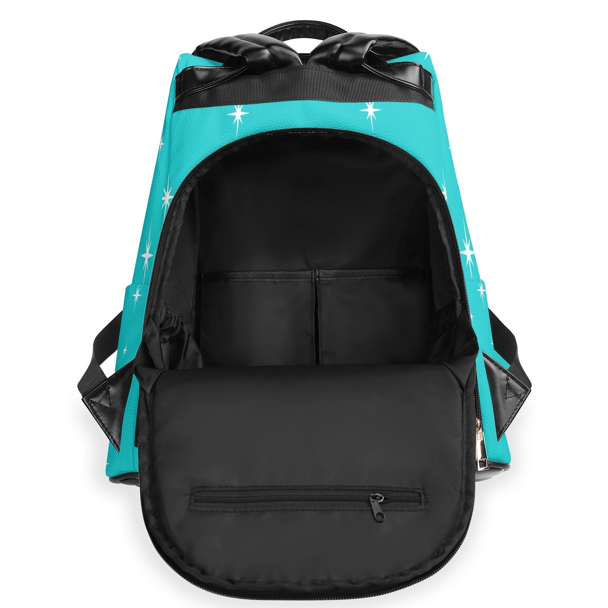 Kate McEnroe New York Atomic Cat Mid Century Modern Backpack, Retro 50s Kitsch Aqua Teal Lounge Scene Book BagBackpacksY57X93PW - 1