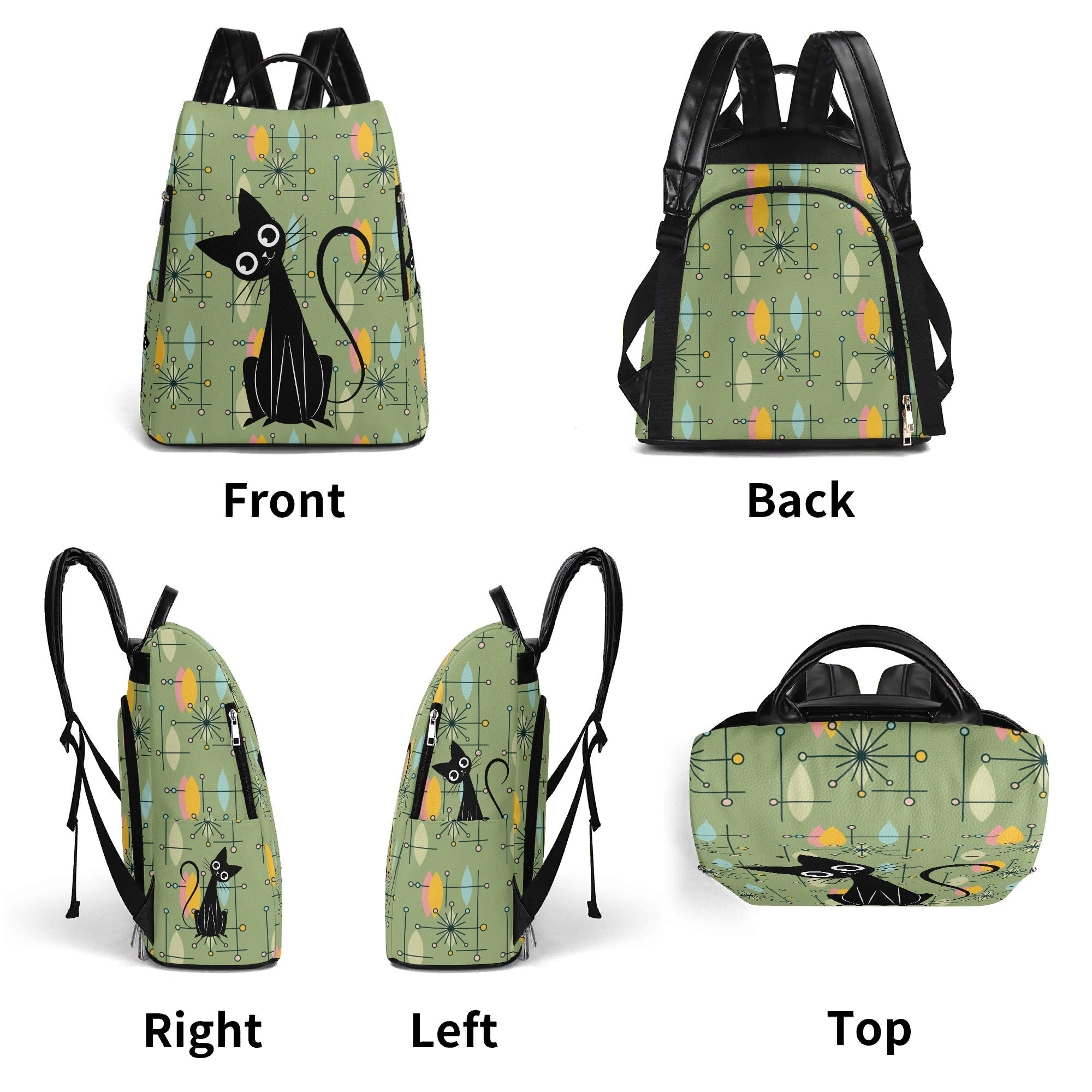 Kate McEnroe New York Atomic Cat Mid Century Modern Backpack, Retro Geometric DaypackBackpacksWLXRKR1W-1