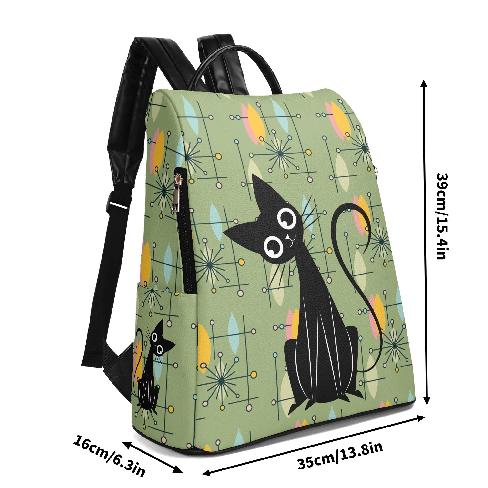 Kate McEnroe New York Atomic Cat Mid Century Modern Backpack, Retro Geometric DaypackBackpacksWLXRKR1W-1