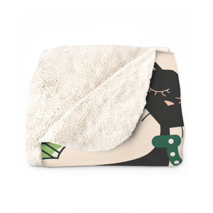Kate McEnroe New York Atomic Cat Mid Century Modern Boho Christmas Sherpa Fleece Blanket Blankets