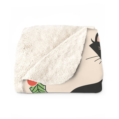 Kate McEnroe New York Atomic Cat Mid Century Modern Boho Christmas Sherpa Fleece Blanket Blankets