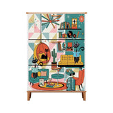 Kate McEnroe New York Atomic Cat Mid Century Modern Book Nook Shoe Cabinet, Retro Kitsch Lounge Storage AccentShoe StorageS4fpLFNl6d