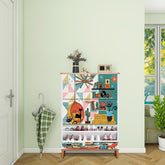 Kate McEnroe New York Atomic Cat Mid Century Modern Book Nook Shoe Cabinet, Retro Kitsch Lounge Storage AccentShoe StorageS4fpLFNl6d