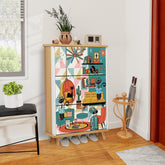 Kate McEnroe New York Atomic Cat Mid Century Modern Book Nook Shoe Cabinet, Retro Kitsch Lounge Storage AccentShoe StorageS4fpLFNl6d