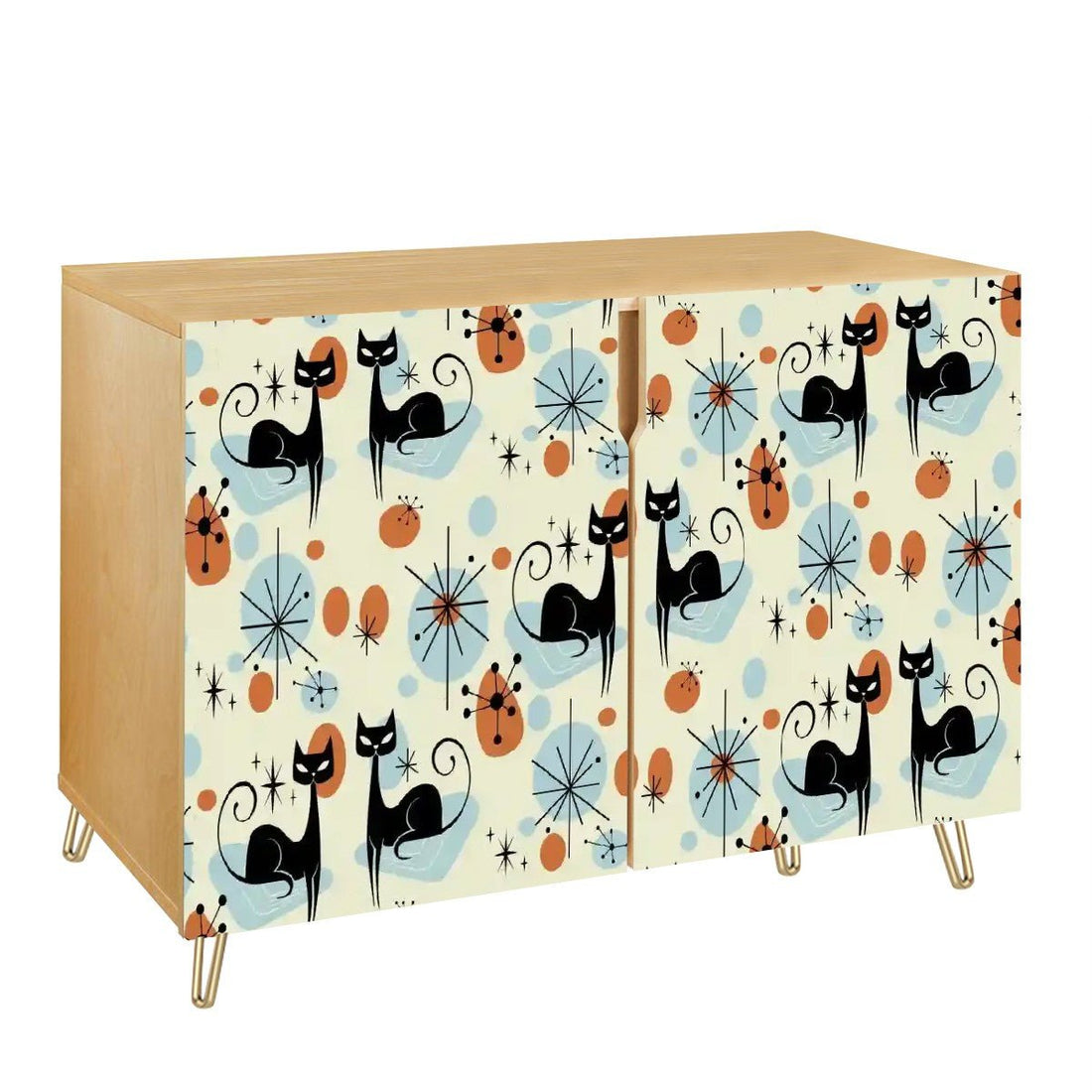 Kate McEnroe New York Atomic Cat Mid Century Modern Cabinet, Retro Starburst Accent Storage, MCM Space Age CredenzaStorage CabinetsqKKYcTlNZ8