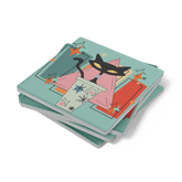 Kate McEnroe New York Atomic Cat Mid Century Modern Coaster Set, Retro Coffee Bar DecorCoasters7021