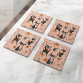 Kate McEnroe New York Atomic Cat Mid Century Modern Coasters, Retro Starburst Drink MatsCoasters7021