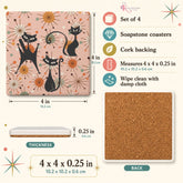 Kate McEnroe New York Atomic Cat Mid Century Modern Coasters, Retro Starburst Drink MatsCoasters7021