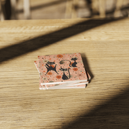 Kate McEnroe New York Atomic Cat Mid Century Modern Coasters, Retro Starburst Drink MatsCoasters7021