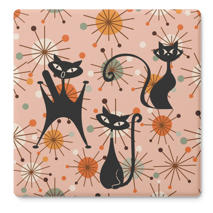 Kate McEnroe New York Atomic Cat Mid Century Modern Coasters, Retro Starburst Drink MatsCoasters7021
