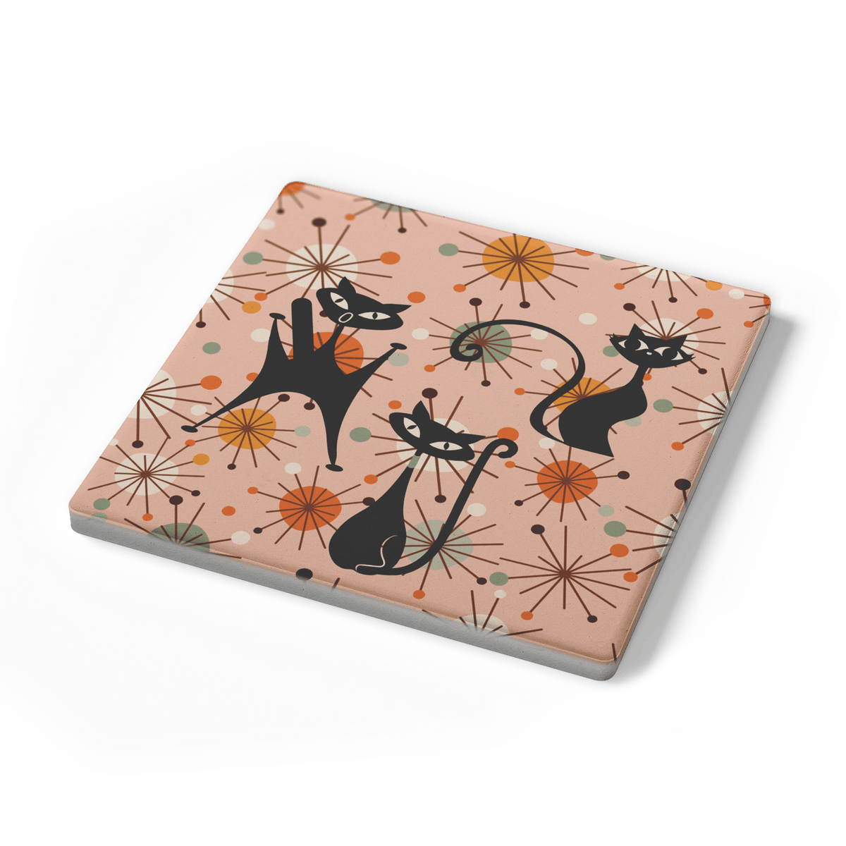 Kate McEnroe New York Atomic Cat Mid Century Modern Coasters, Retro Starburst Drink MatsCoasters7021