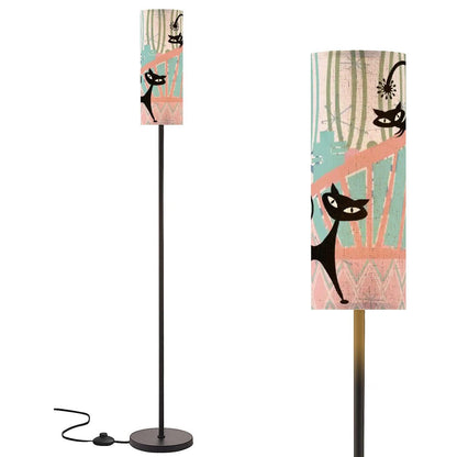 Kate McEnroe New York Atomic Cat Mid Century Modern Floor Lamp, Retro 50s Pink &amp; Teal Geometric Accent LightingFloor Lamps4UJcAWFcO4