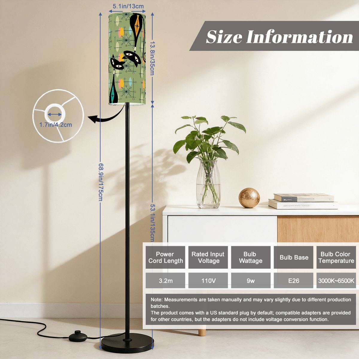 Kate McEnroe New York Atomic Cat Mid Century Modern Floor Lamp, Retro Sputnik Starburst Accent Light, 50s MCM Home DecorSlim Floor Lamps0qdSrTQKOq