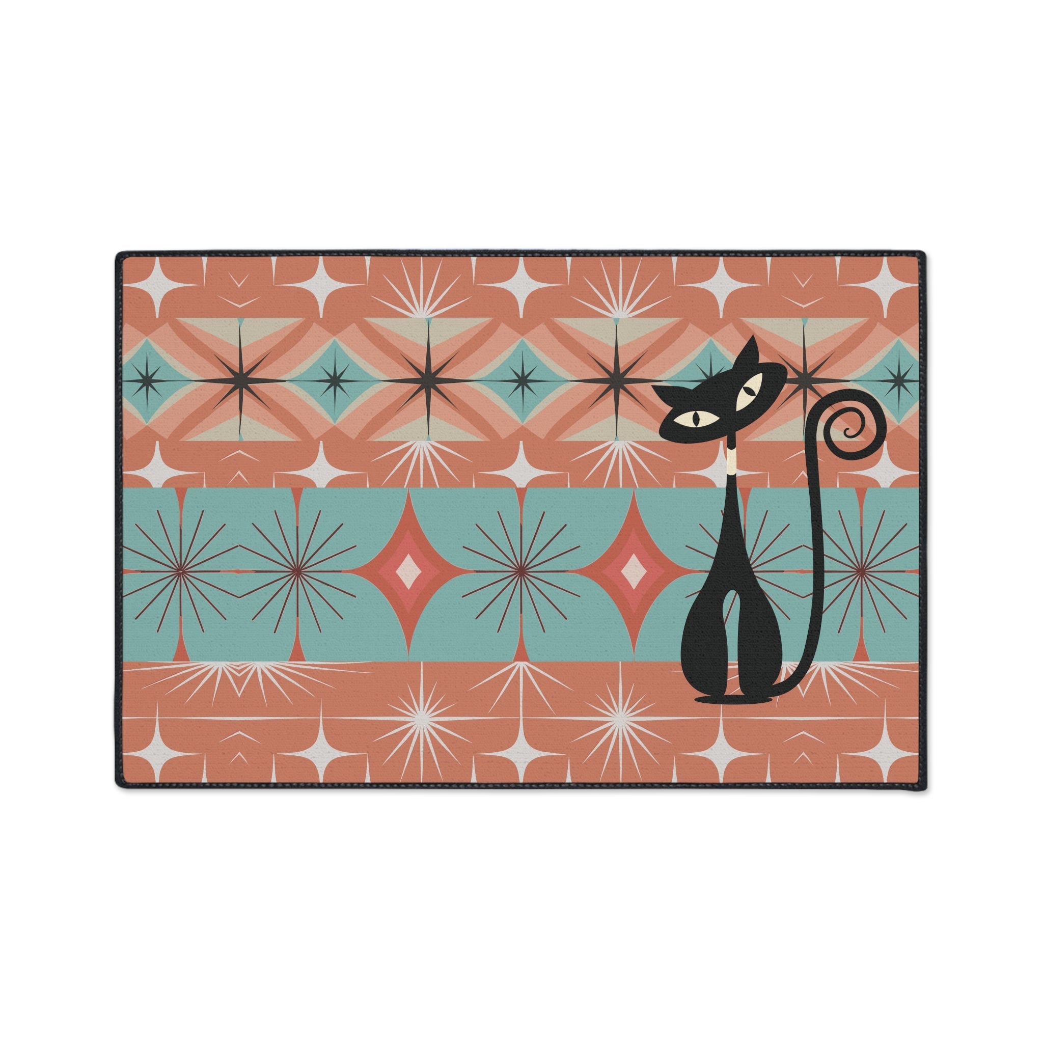 Kate McEnroe New York Atomic Cat Mid Century Modern Floor Mat, Retro Starburst RugDoor Mats12979111173389322941