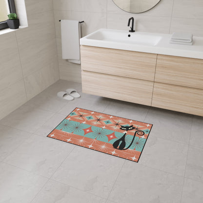 Kate McEnroe New York Atomic Cat Mid Century Modern Floor Mat, Retro Starburst RugDoor Mats18152788359321381718