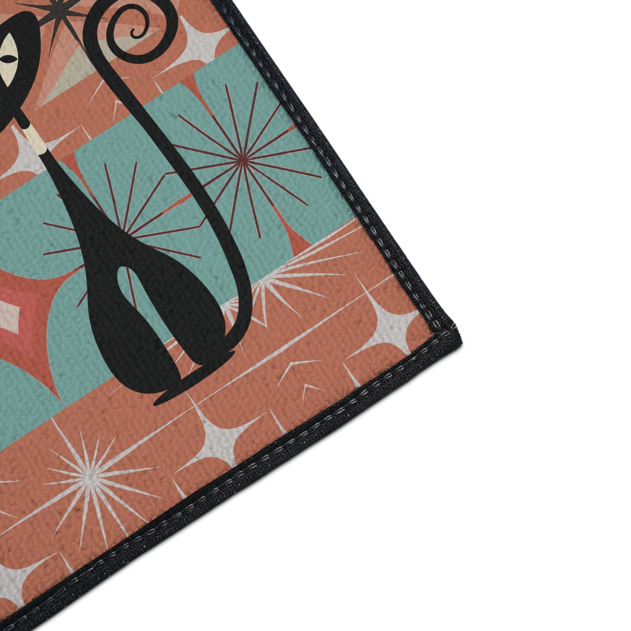 Kate McEnroe New York Atomic Cat Mid Century Modern Floor Mat, Retro Starburst RugDoor Mats18152788359321381718