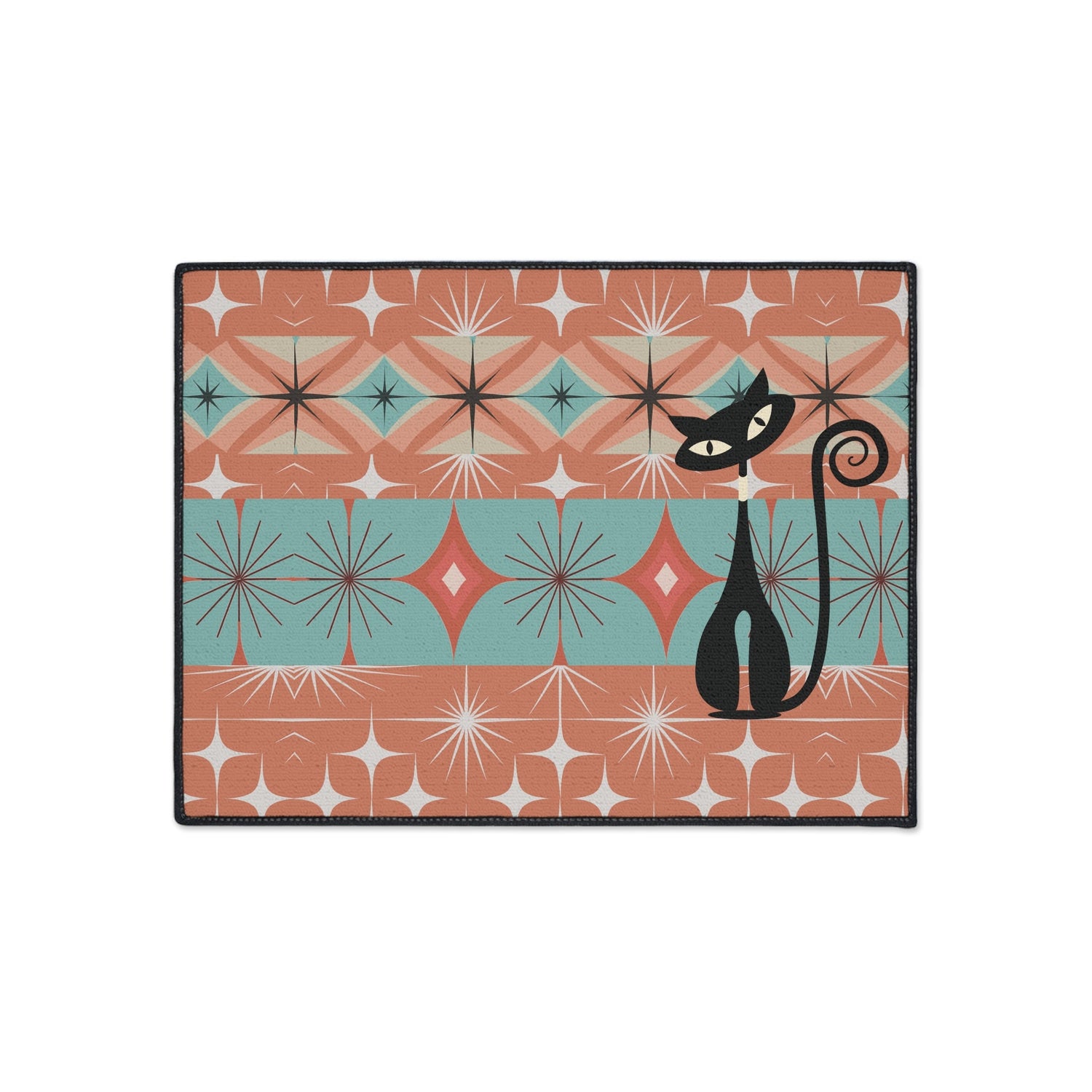Kate McEnroe New York Atomic Cat Mid Century Modern Floor Mat, Retro Starburst RugDoor Mats24378109142042921544