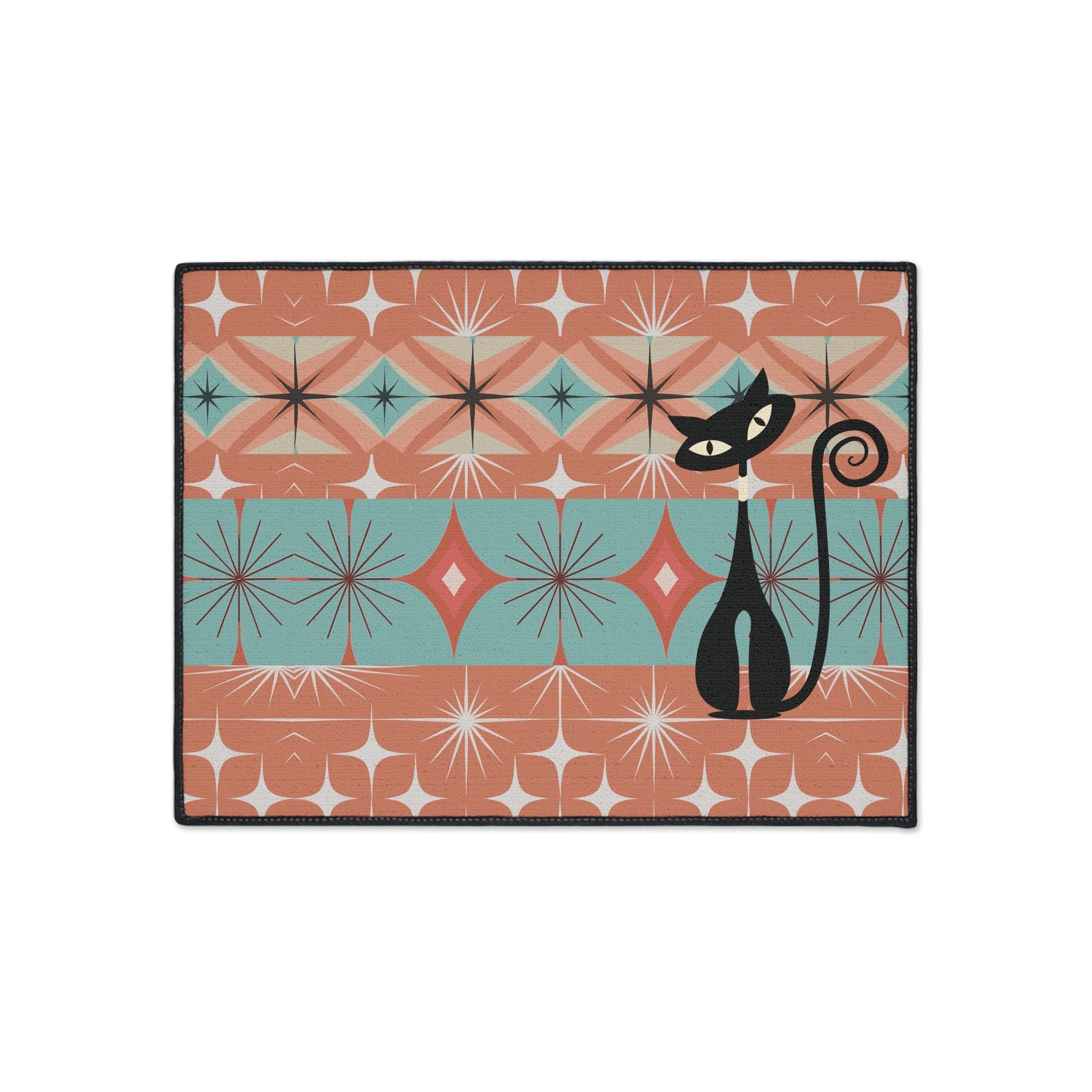 Kate McEnroe New York Atomic Cat Mid Century Modern Floor Mat, Retro Starburst RugDoor Mats24378109142042921544