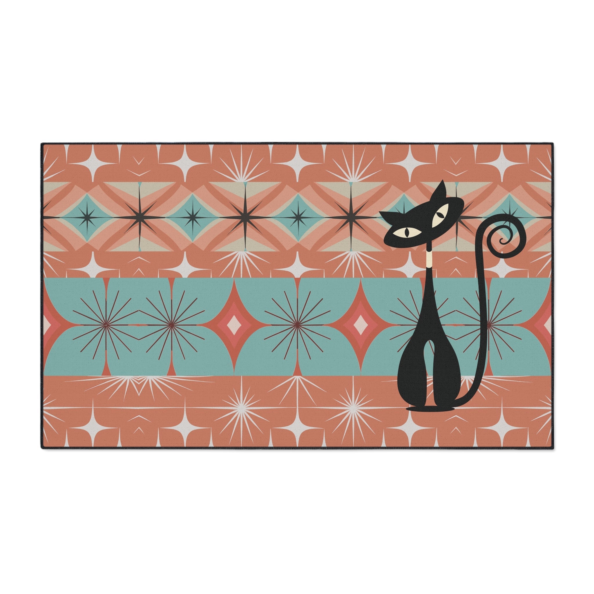 Kate McEnroe New York Atomic Cat Mid Century Modern Floor Mat, Retro Starburst RugDoor Mats27880314607283906343