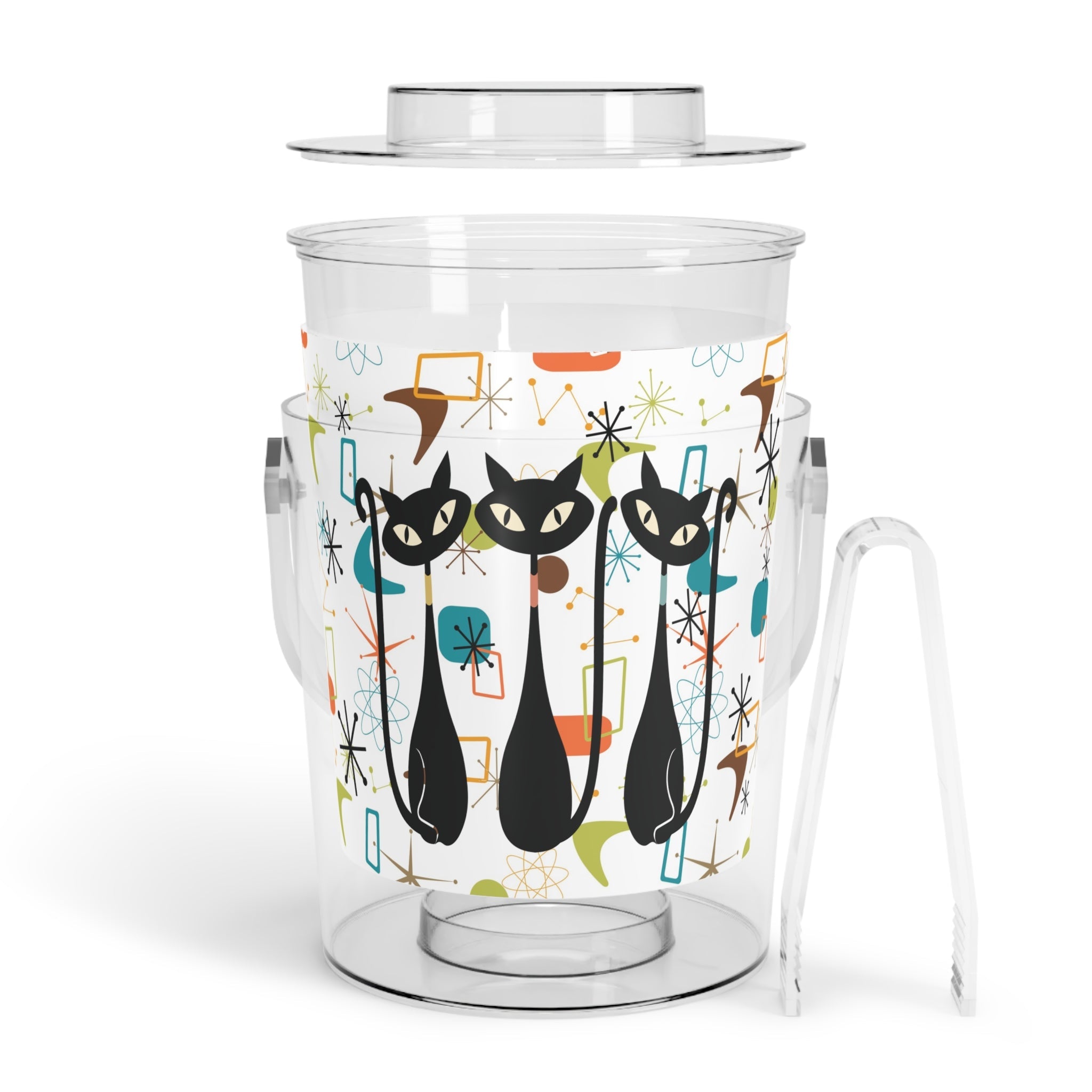 Kate McEnroe New York Atomic Cat Mid Century Modern Ice Bucket Retro Barware, 50s Kitsch Cocktail Party DrinkwareIce Buckets10181514410061651122