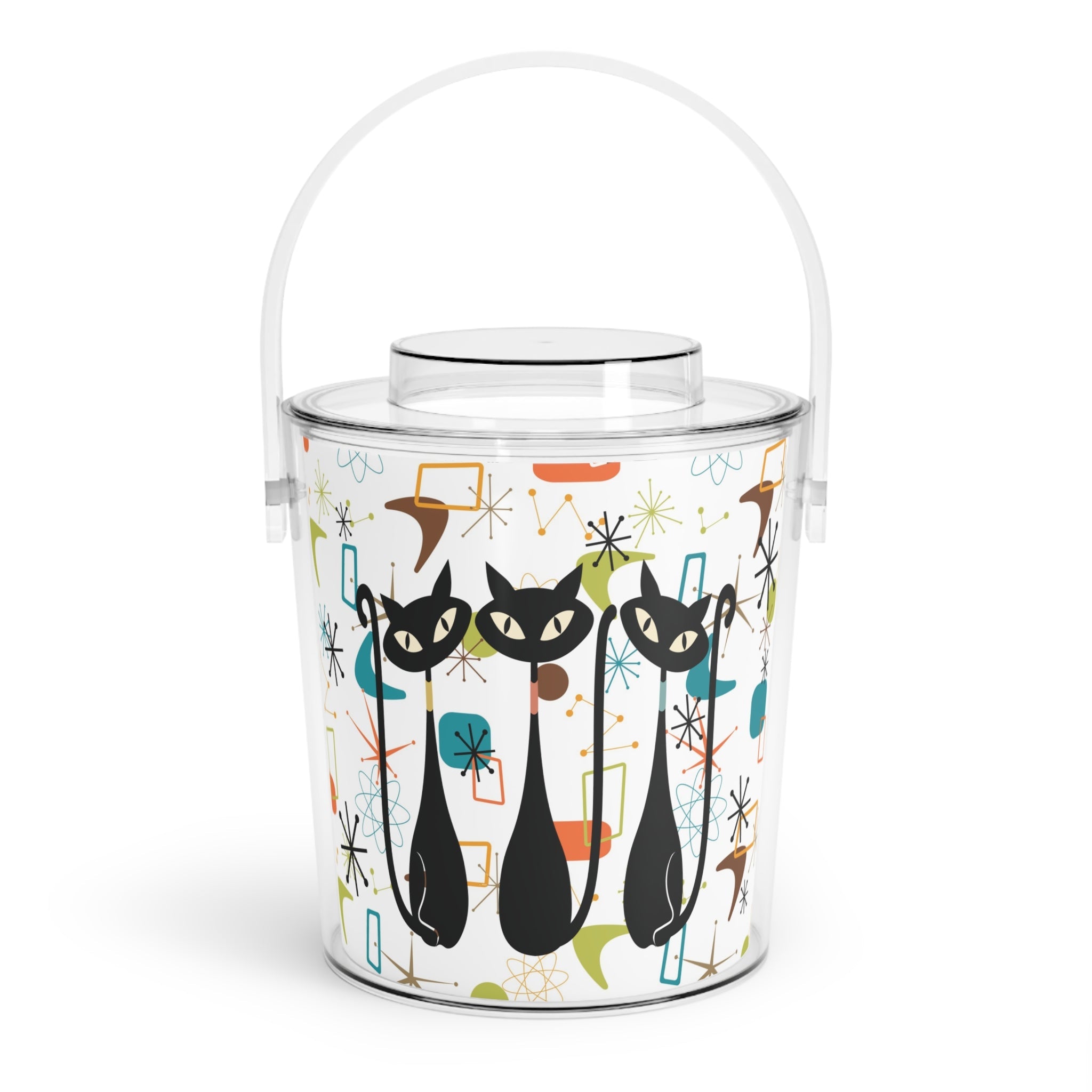 Kate McEnroe New York Atomic Cat Mid Century Modern Ice Bucket Retro Barware, 50s Kitsch Cocktail Party DrinkwareIce Buckets10181514410061651122