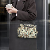 Kate McEnroe New York Atomic Cat Mid Century Modern Kisslock Purse, Retro Crossbody HandbagCrossbody BagsD3361304