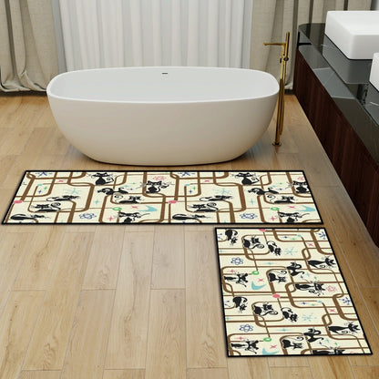 Kate McEnroe New York Atomic Cat Mid Century Modern Kitchen Mat Set Non Slip Retro Runner RugKitchen Floor MatsDNT0GZBUxl
