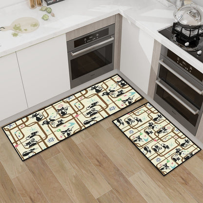 Kate McEnroe New York Atomic Cat Mid Century Modern Kitchen Mat Set Non Slip Retro Runner RugKitchen Floor MatsDNT0GZBUxl