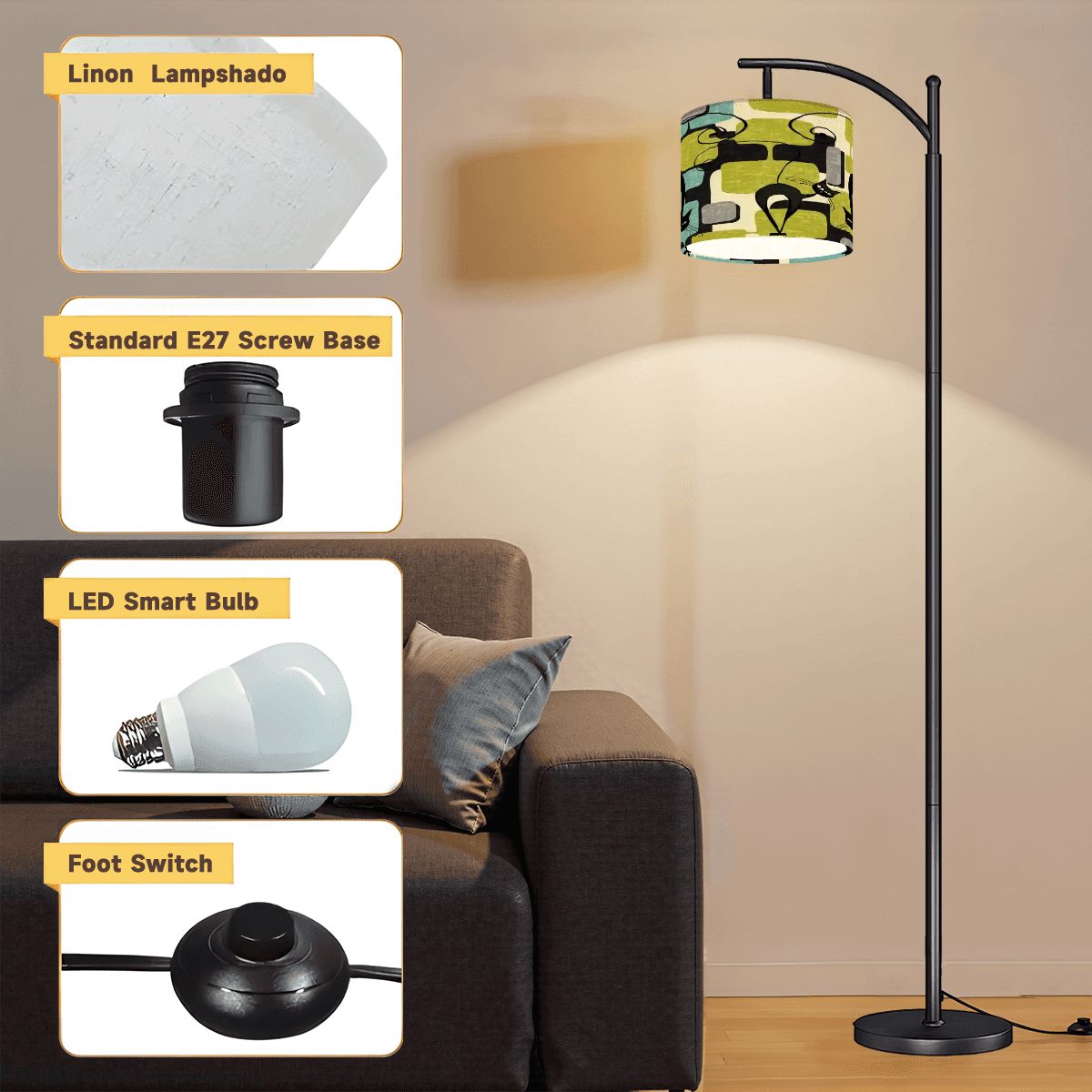 Kate McEnroe New York Atomic Cat Mid Century Modern Kitschy Retro Arc Floor LampArc Floor Lamps8slNy6ztMS