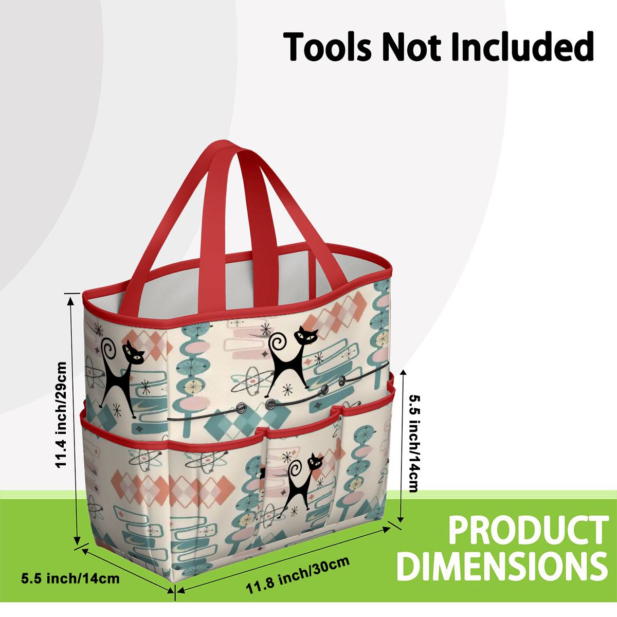 Kate McEnroe New York Atomic Cat Mid Century Modern Kitschy Retro Garden Tool BagGarden Tool BagN4ju7bHqMm