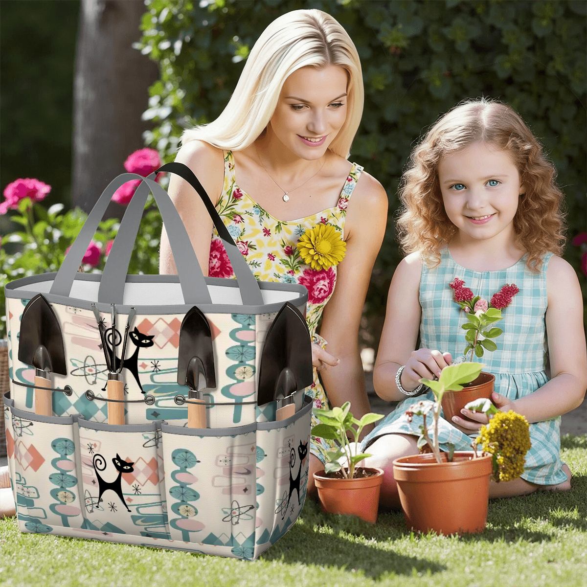 Kate McEnroe New York Atomic Cat Mid Century Modern Kitschy Retro Garden Tool BagGarden Tool BagN4ju7bHqMm