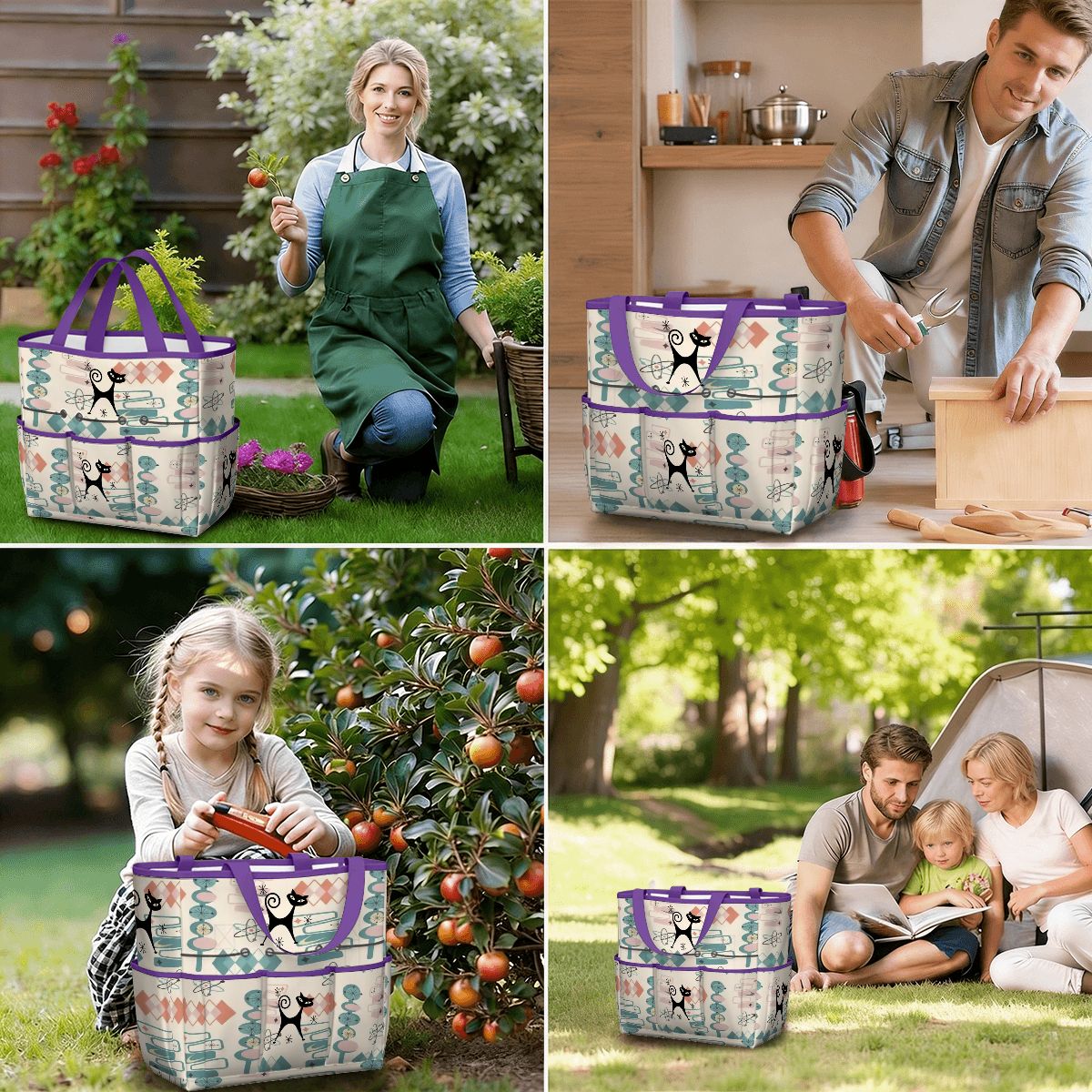 Kate McEnroe New York Atomic Cat Mid Century Modern Kitschy Retro Garden Tool BagGarden Tool BagN4ju7bHqMm