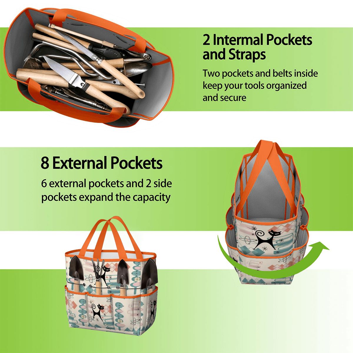 Kate McEnroe New York Atomic Cat Mid Century Modern Kitschy Retro Garden Tool BagGarden Tool BagN4ju7bHqMm