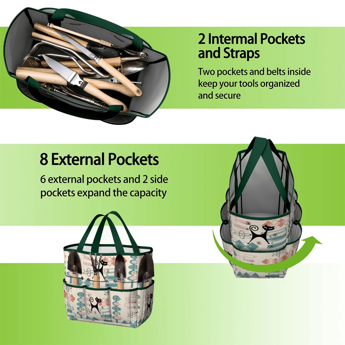 Kate McEnroe New York Atomic Cat Mid Century Modern Kitschy Retro Garden Tool BagGarden Tool BagN4ju7bHqMm